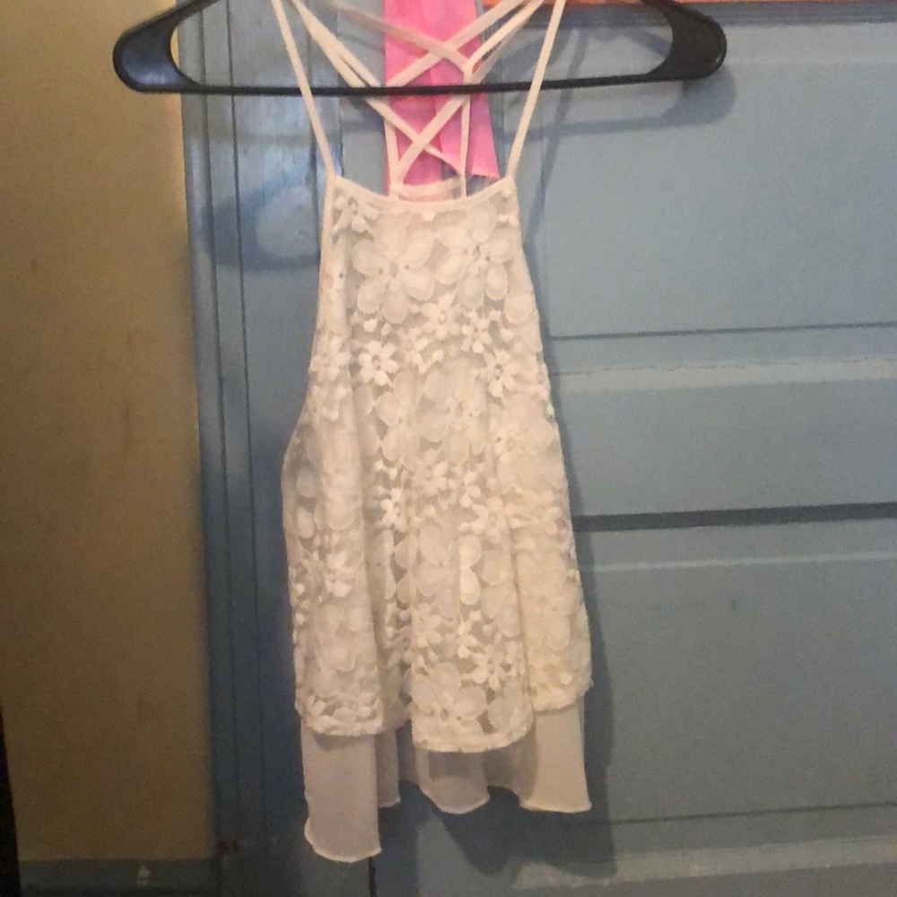 white lace tank top